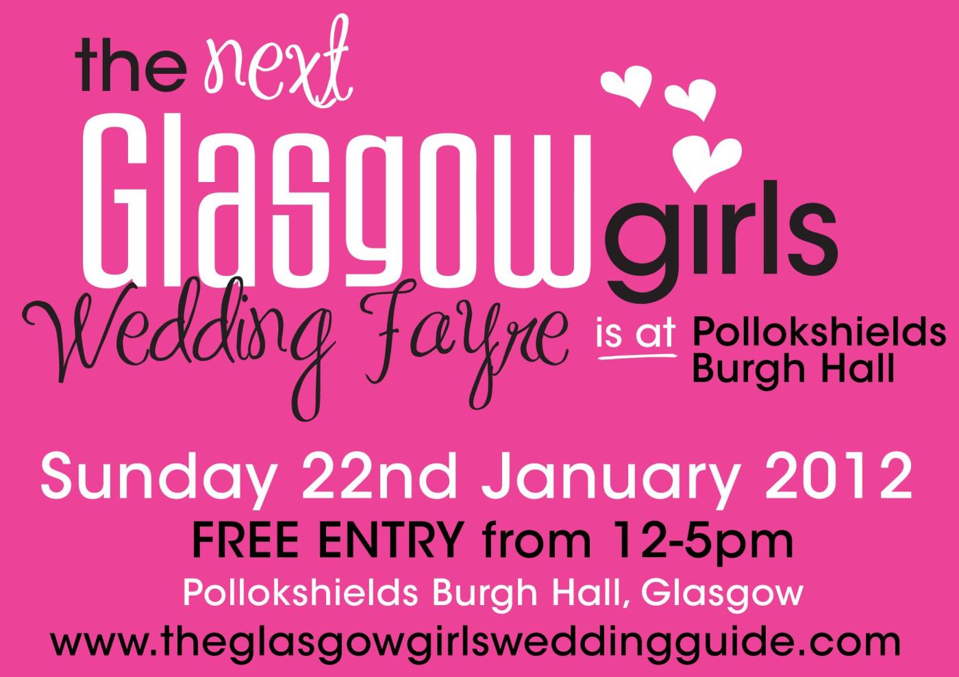 Glasgow Girls Wedding Fayre Flyer for 22nd January 2012