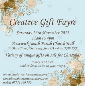 Creative Gift Fayre for Christmas on Saturday 26th November 2011