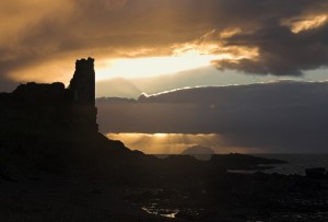 Winter sunset over Dunure Castle & Ailsa Craig